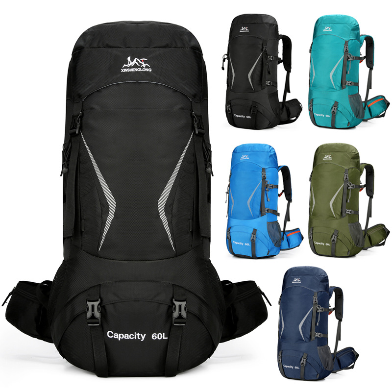 Factory direct sales of new cross-border quality nylon 60-liter large-capacity waterproof mountaineering backpack, outdoor equipment sports backpack