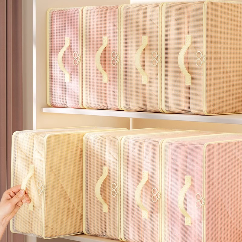 四件套收纳袋家用衣柜换季被子衣服羽绒被整理袋分格神器抽屉盒包白底实物图