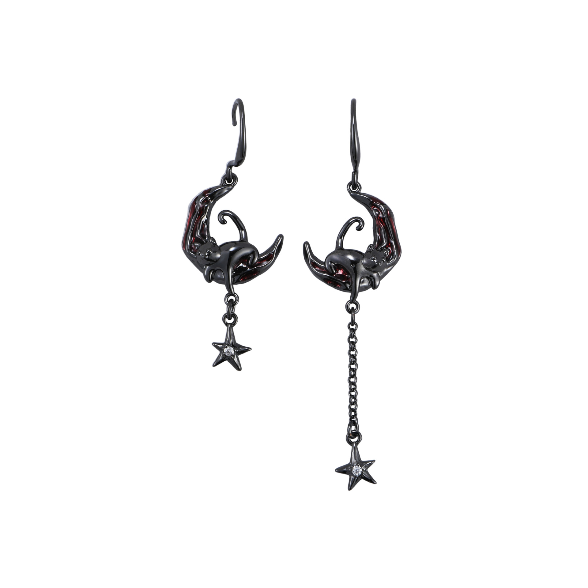 【 Customized 】 Moon Drop Red Cat Series Earrings, original design for Women, Dark and high-end, 925 silver needle earrings wholesale Item Picture