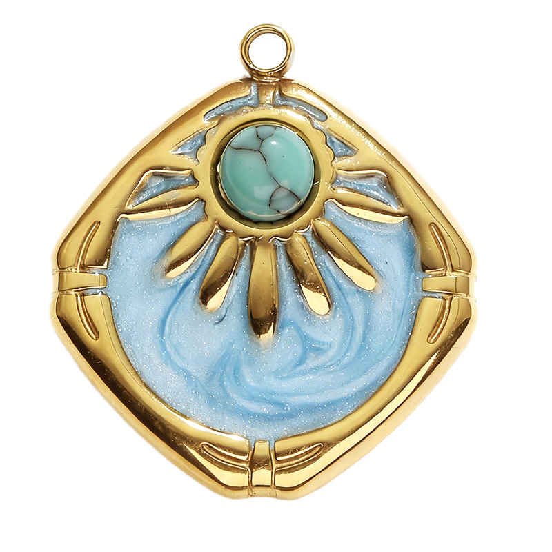 Cross-border European and American Sun, Moon, Stars, Girl Series Fresh stainless steel oil-dripping DIY pendant accessories Item Picture