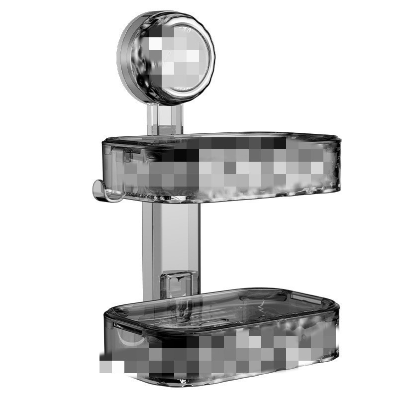 Suction cup soap box, soap tray, wall-mounted storage rack, no need for drilling, wall-mounted household bathroom, double-layer draining details Picture