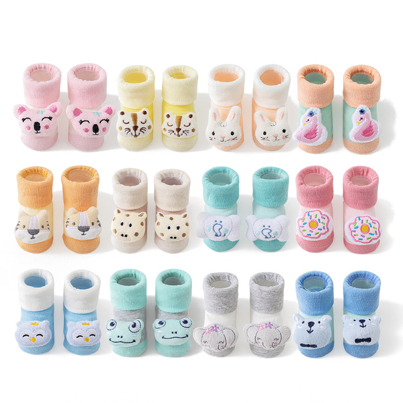 Baby socks, thin A-class floor anti-slip socks for boys and girls, 0-6 months old cartoon dolls, newborn socks Item Picture