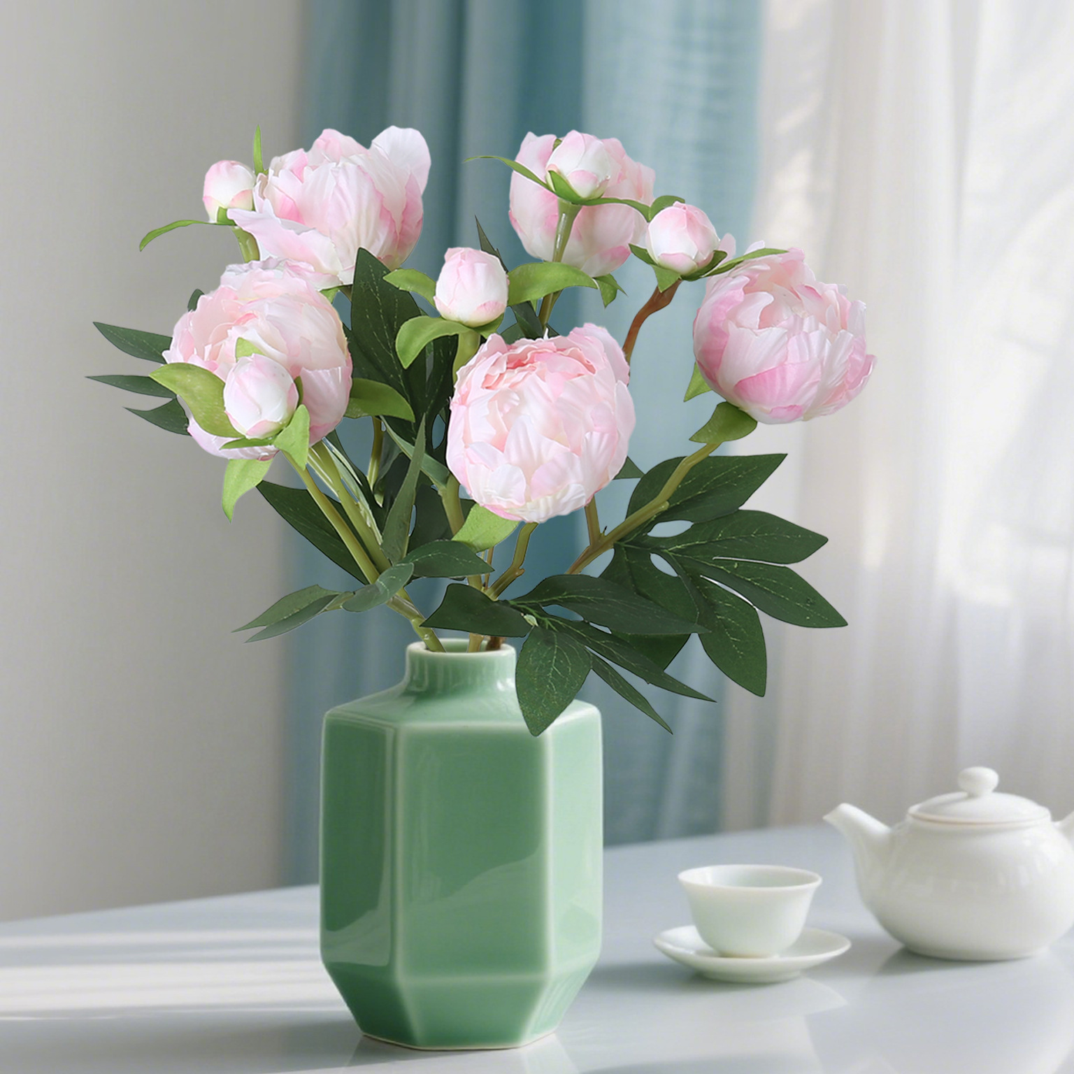 欧式迷你2头仿真牡丹花婚庆家居软装插花绢花摆放花艺仿真芍药