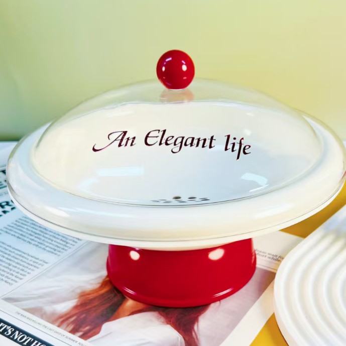 高颜值多巴胺水果盘带脚带盖圆形沥水果盘客厅茶几家用果盘零食盘