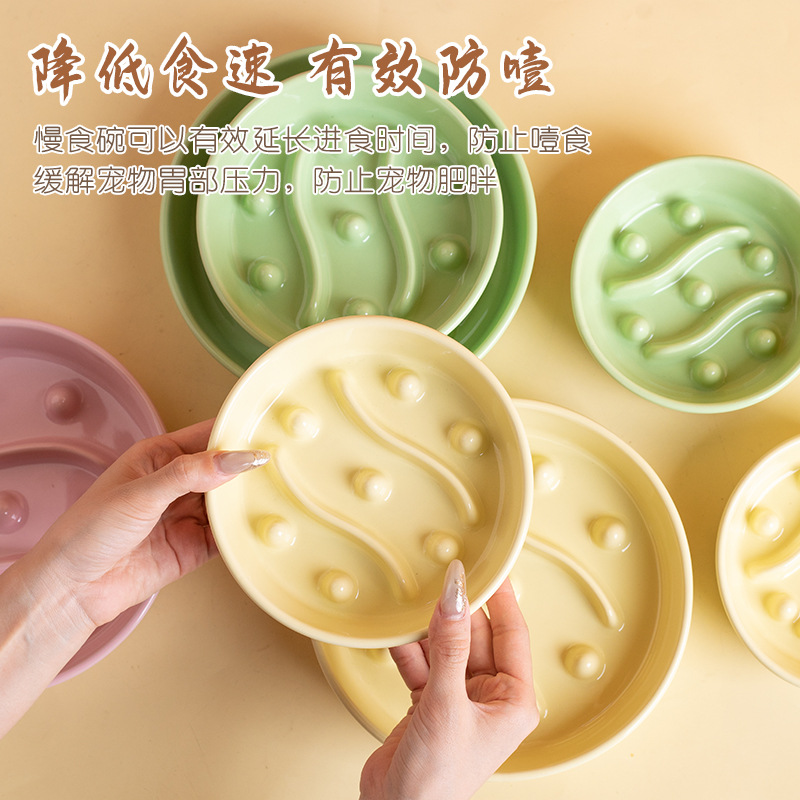 Ceramic slow food bowls, anti-choking slow food bowls, pet bowls, anti-tipping bowls, cat food bowls, cat bowls, dog bowls, cross-border pet supplies details Picture