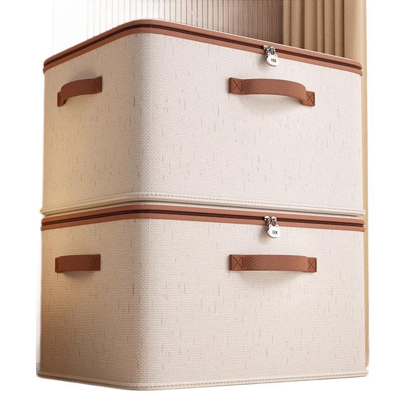 New Tianshan cotton and linen zipper storage box, home bedroom clothes with lid storage box, large-capacity miscellaneous storage box Item Picture