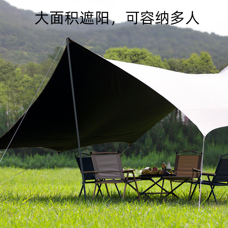 Outdoor camping black rubber canopy square camping tent, suitable for both sunny and rainy days, butterfly-shaped picnic sunshade for sun protection details Picture