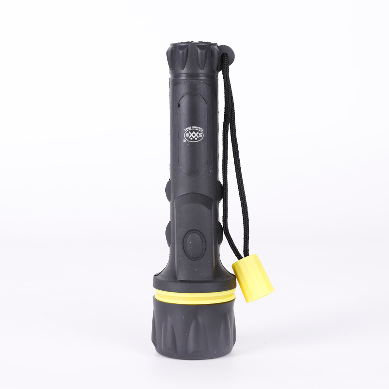 1号电池橡胶塑料强光手电筒防水7led户外手电应急照明手电筒