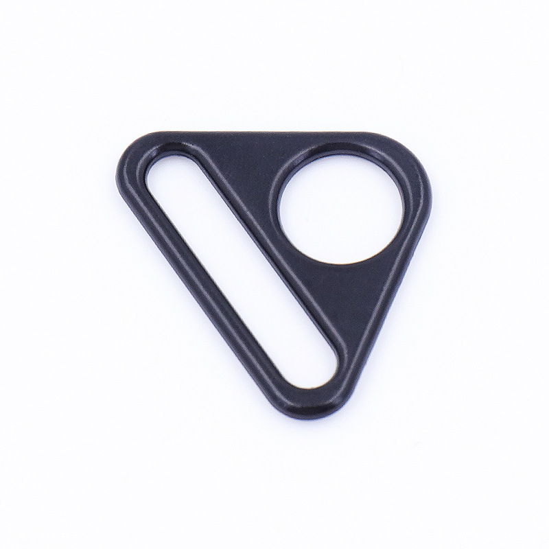 Factory direct supply of luggage hardware accessories, buckles, shoulder straps, webbing buckles, black round hole triangular buckles, zinc alloy triangular buckles Specification drawing