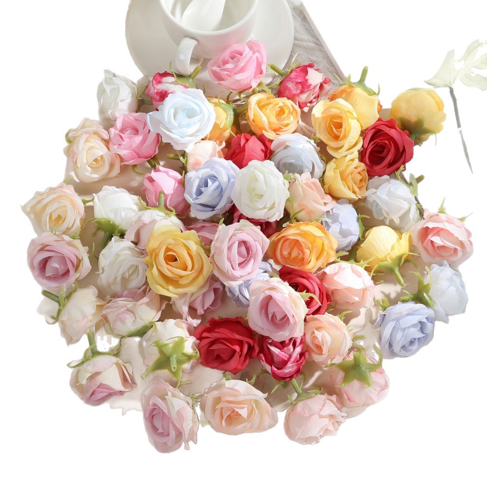 仿真花/串花藤吊/针织立体玫瑰/道具拍照玫瑰仿真/仿真花婚礼白底实物图