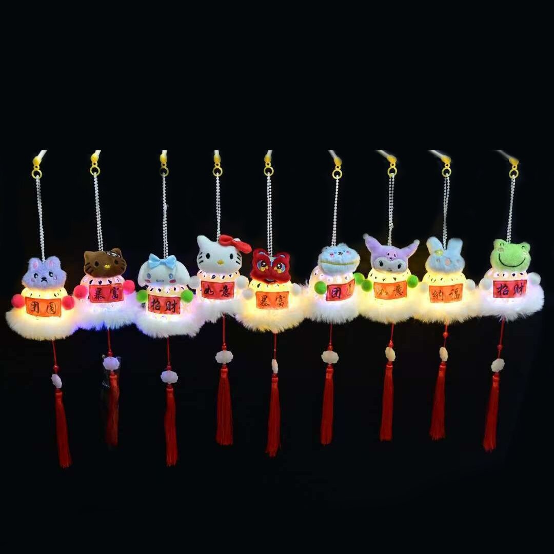 New Year's small lanterns made of bamboo weaving, hand-held luminous children's cartoon lanterns, 2025 New style ancient-style handmade lanterns finished products Specification image