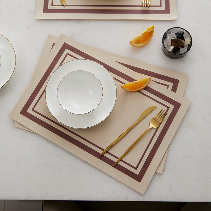 奶油风餐垫轻奢高级感ins风隔热垫防烫垫保护桌面防油污桌垫皮革
