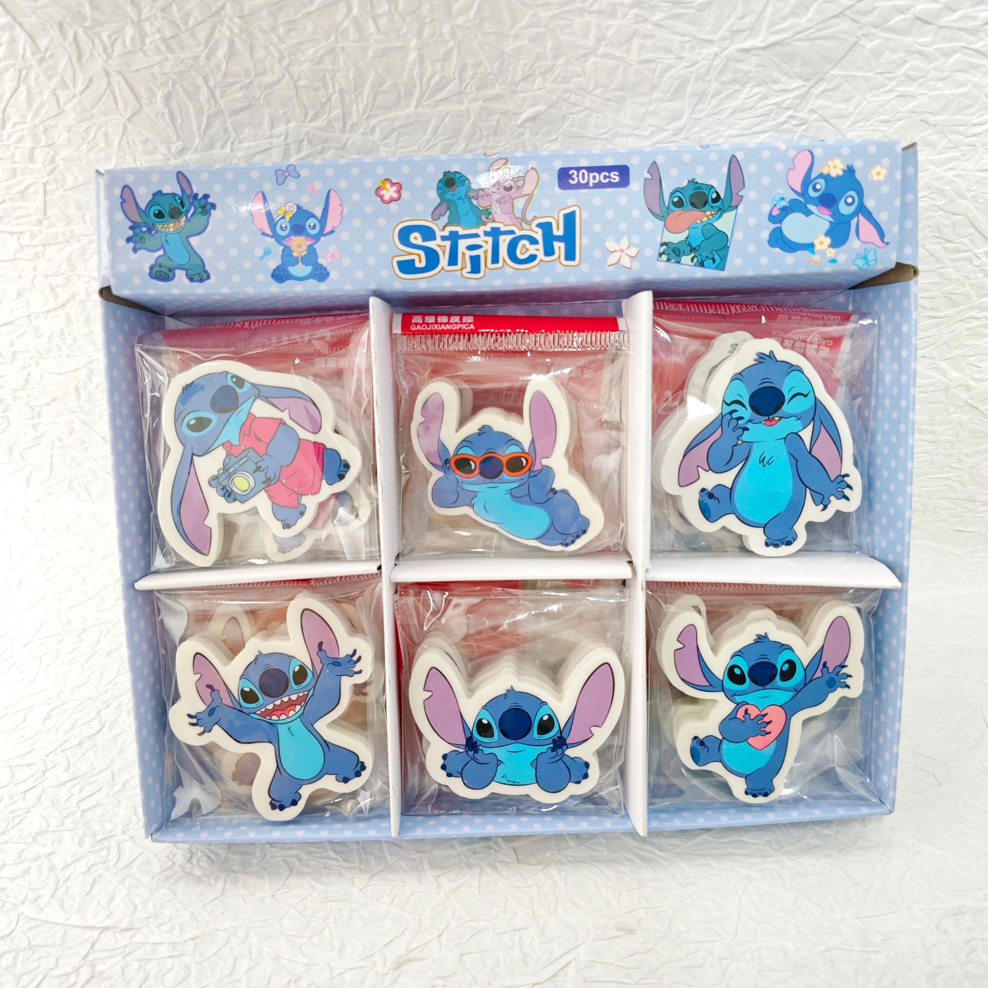 史迪仔造型橡皮擦星际宝贝除屑铅笔擦文具用品幼儿园课堂奖品批发