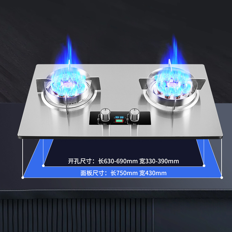 Wholesale of household gas stoves, natural gas and liquefied gas stoves, stainless steel covered with glass panels, high-intensity double-burner gas stoves Application Scenario
