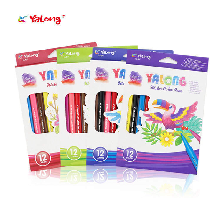 Yalong wholesale watercolor pens with fine tips and 12-color painting tools for children Specification image