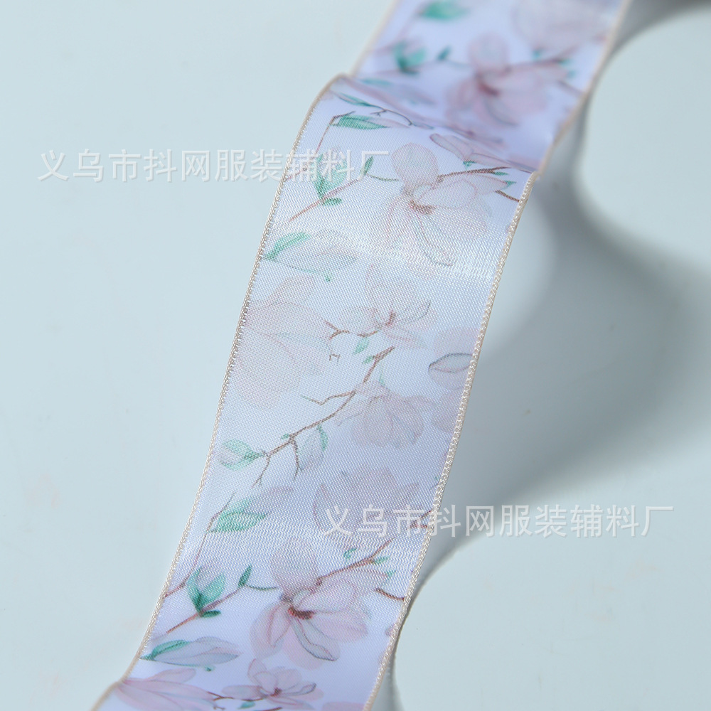Primavera verano 4cm flor hilado cinta hecho a mano DIY accesorios de pelo tocados cinta de seda accesorios de ropa flores embalaje cinta al por mayor Application Scenario