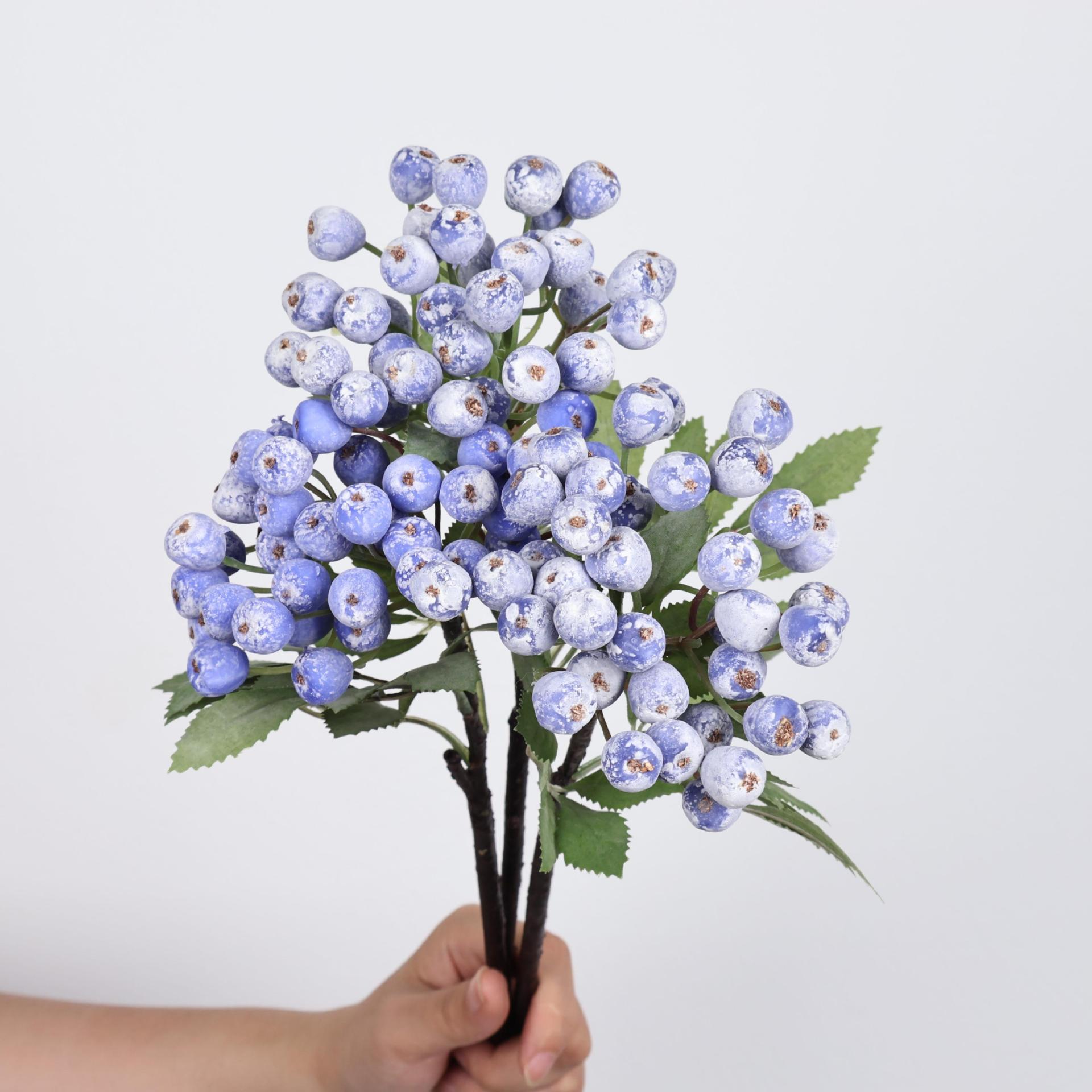 仿真植物蓝莓果果实浆果树枝树杈拍照布置场景装饰绿植造景仿真花