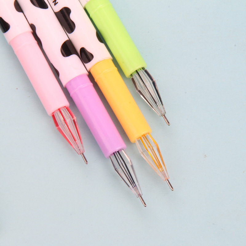 P-0738 Creative Stationery: Cute Cow Pattern Colored Gel Pen, 12-color Diamond Stone Gel Pen Specification drawing