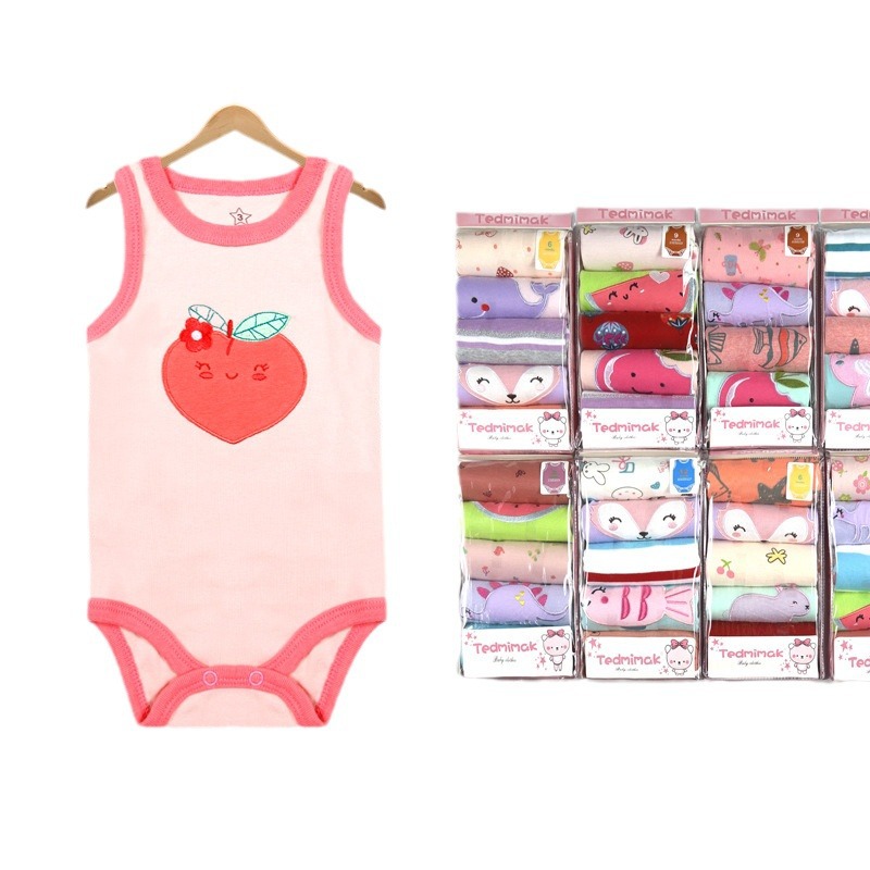 Cross-border baby one-piece suit, short-sleeved style, summer newborn pajamas, cotton sleeveless style, children's short-sleeved Item Picture