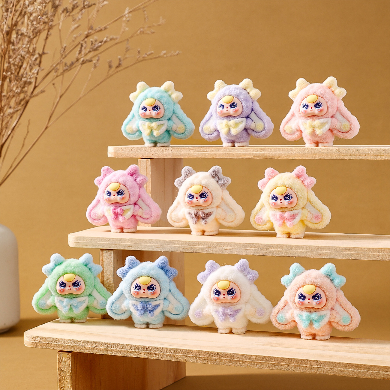 冬日娃三岁植绒萌粒公仔 diy钥匙扣挂件桌面摆件潮玩盲盒盲袋批发