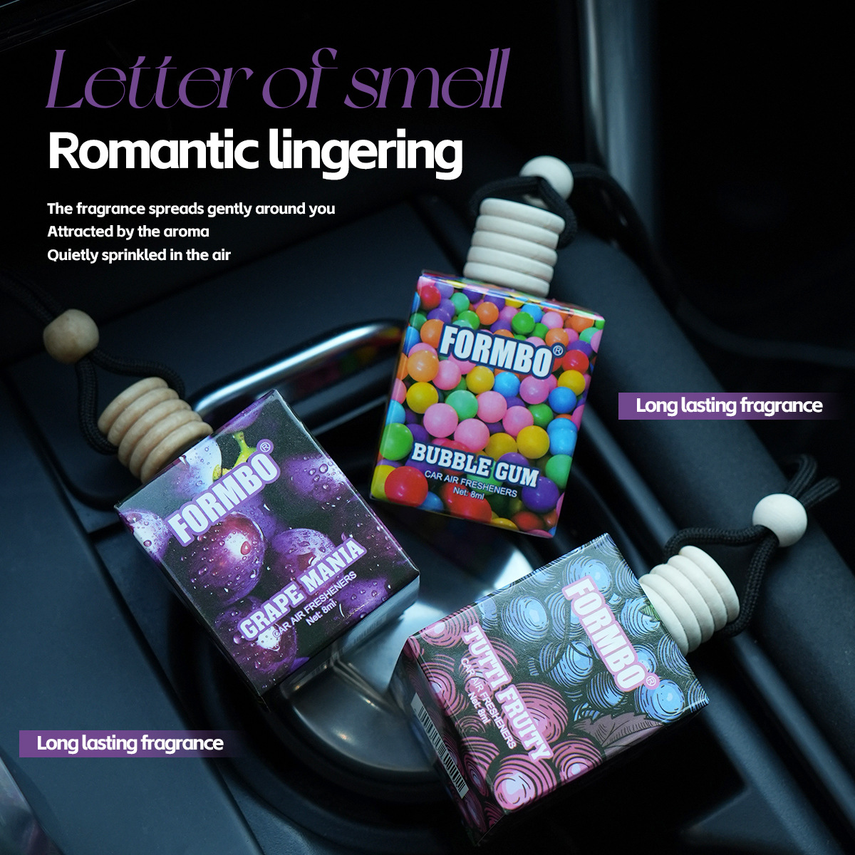 Cross-border exclusive FORMBO lanyard car aroma diffuser, car interior fragrance, deodorizing, long-lasting fragrance, car-specific perfume details Picture