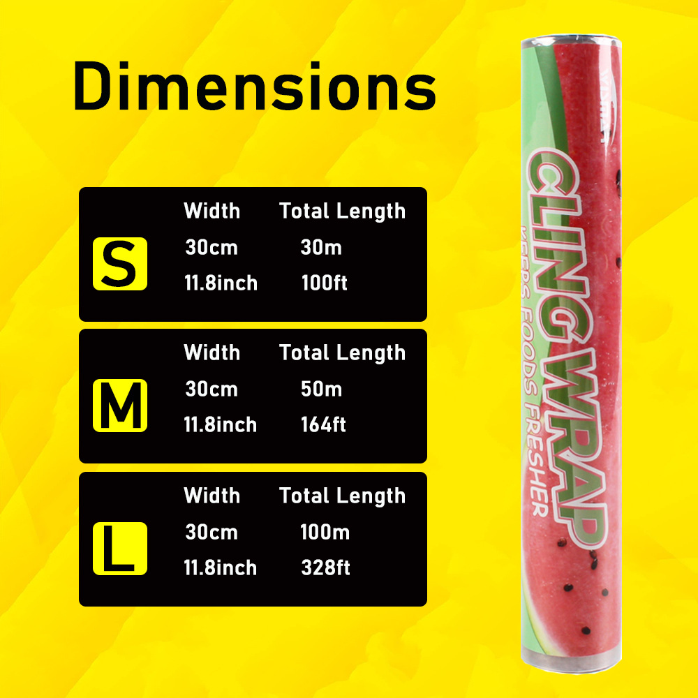 W053外贸英文版保鲜膜食品级PE塑料点断式撕拉厨房家用耐高