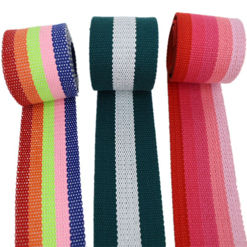 50mm ancho rayas intercolor algodón tejido correa maletas correas lona pantalón cinturones zapatos sombreros decoraciones accesorios color colisión ropa Specification image