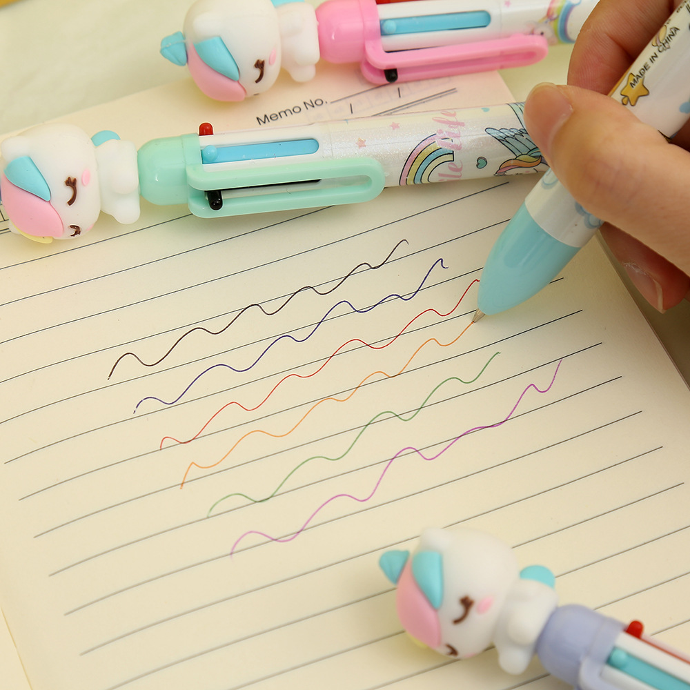 Cartoon cute little horse six-color ballpoint pen with high appearance level, available for wholesale of hand-drawn pens, student advertising signature pens Application Scenario