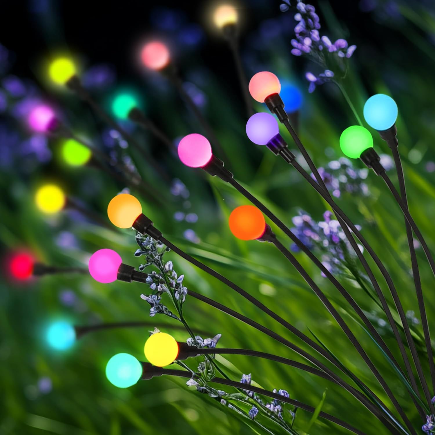 Solar-powered lawn lights, wind-driven firefly lights, led outdoor courtyard garden insert lights, outdoor waterproof camping lights Specification image