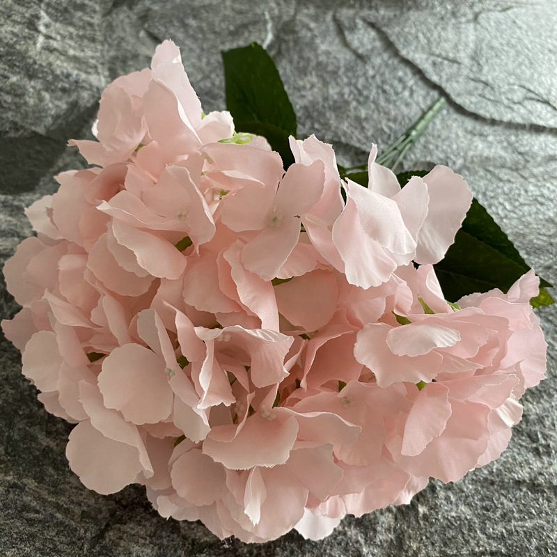 厂家批发5头带叶绣球花束婚庆室内装饰仿真欧式绿植绢布假花详情图4