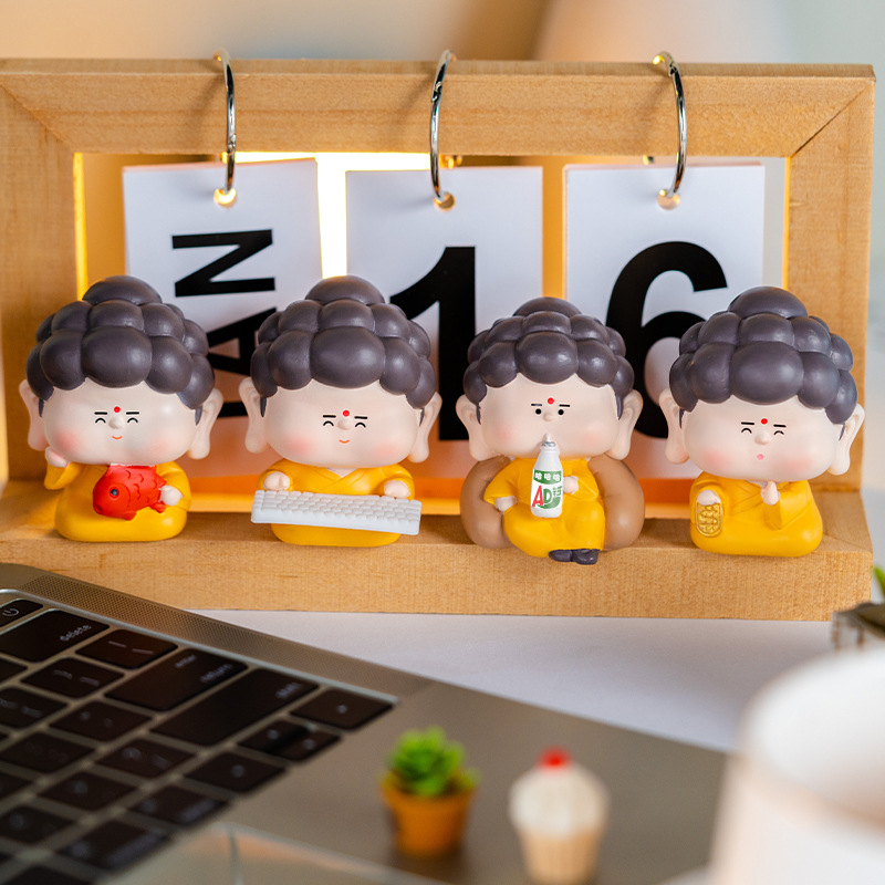 Cute cartoon, emotionally stable Buddha ornaments, fridge magnets, car resin handicrafts, living room desktop decorations Specification image