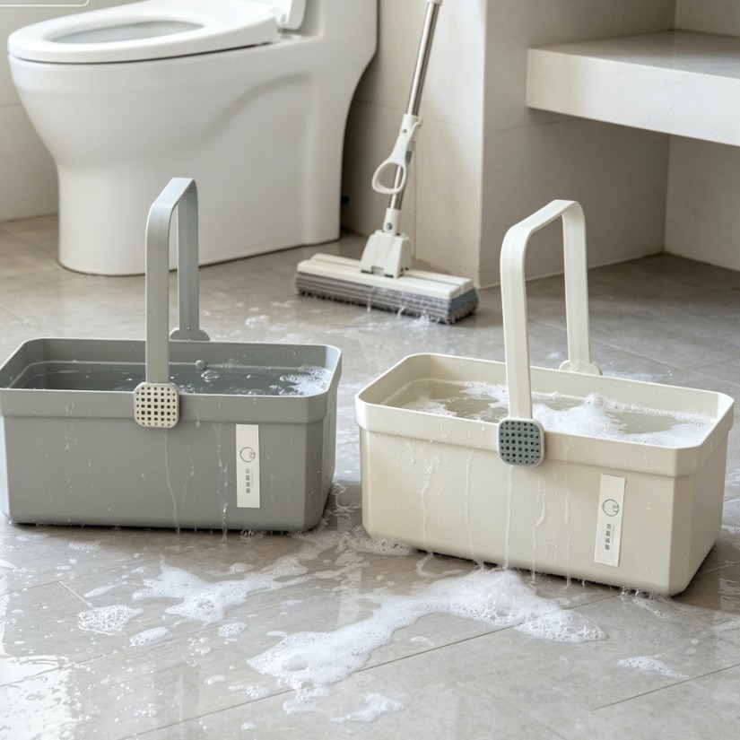 Simple plastic water bucket, hand-held bucket, thickened household student dormitory large laundry bucket, foot-washing bucket, mop bucket, water storage bucket details Picture