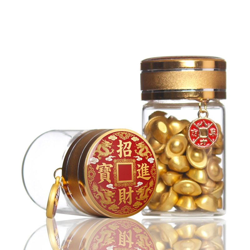 Tuobang Longchuan Gold Bean Storage Bottle, Wish Bottle, Decorative Small Ornaments, Mini Fortune Glass, Money Attracting Bottle, Gold Storage Sealed Empty bottle Item Picture