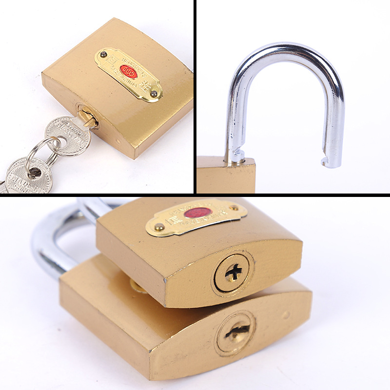 Single-opening imitation copper hanging school dormitory lock, thickened drawer cabinet anti-theft imitation copper hanging lock Specification image