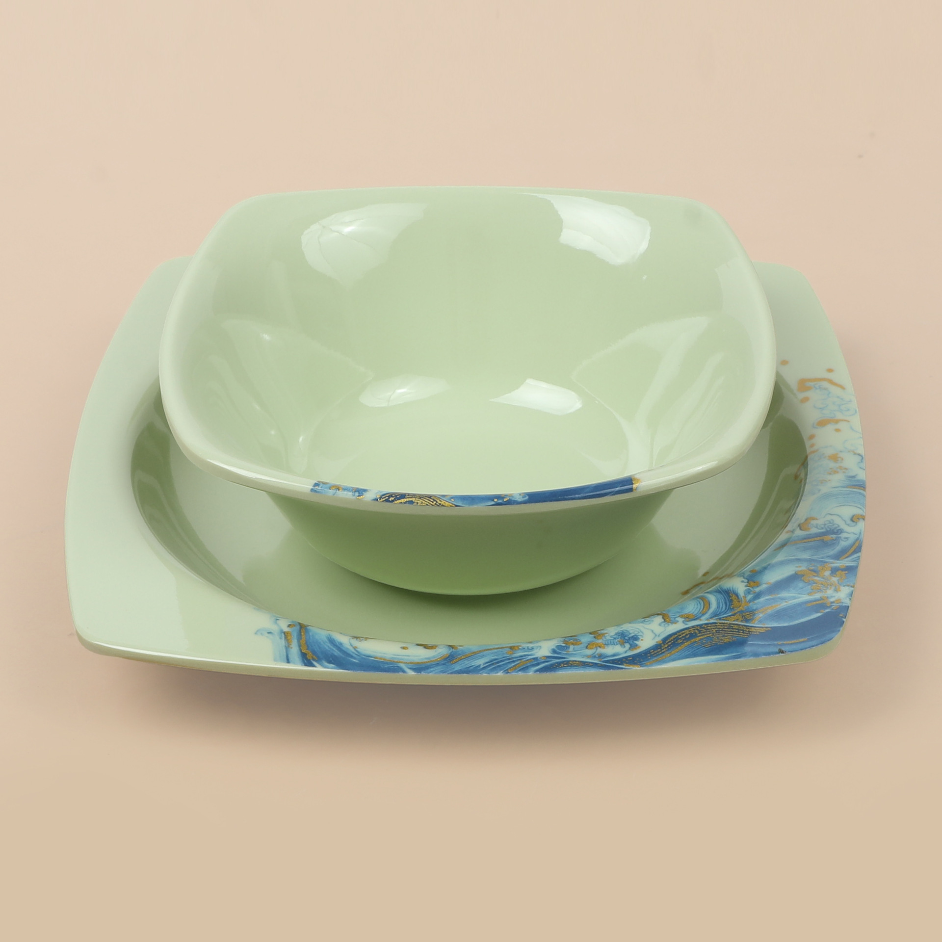 Wholesale and customization of melamine small square bowls, imitation porcelain breakfast porridge bowls, soy milk bowls, porridge bowls, spicy soup bowls and plastic bowls for foreign trade full figure