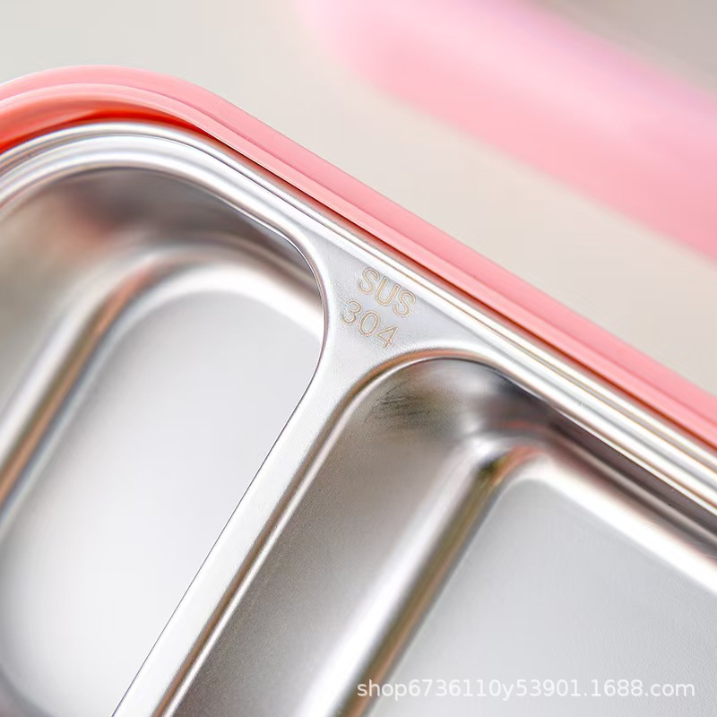 Student Japanese-style 304 stainless steel lunch box with compartments, office worker plastic lunch box with tableware Application Scenario