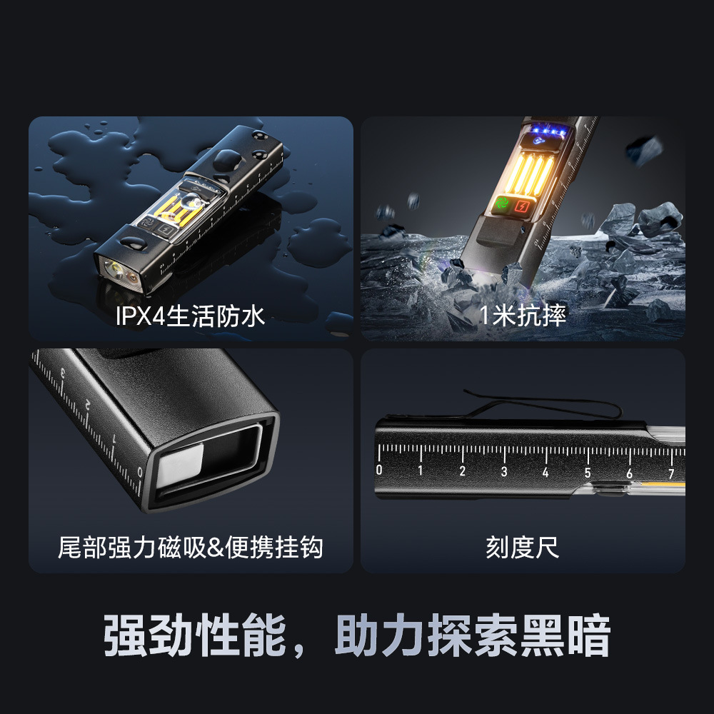 A multi-functional small square box high-brightness household outdoor lighting flashlight with eight light sources, portable and rechargeable magnetic suction flashlight for people who go to bed late Application Scenario