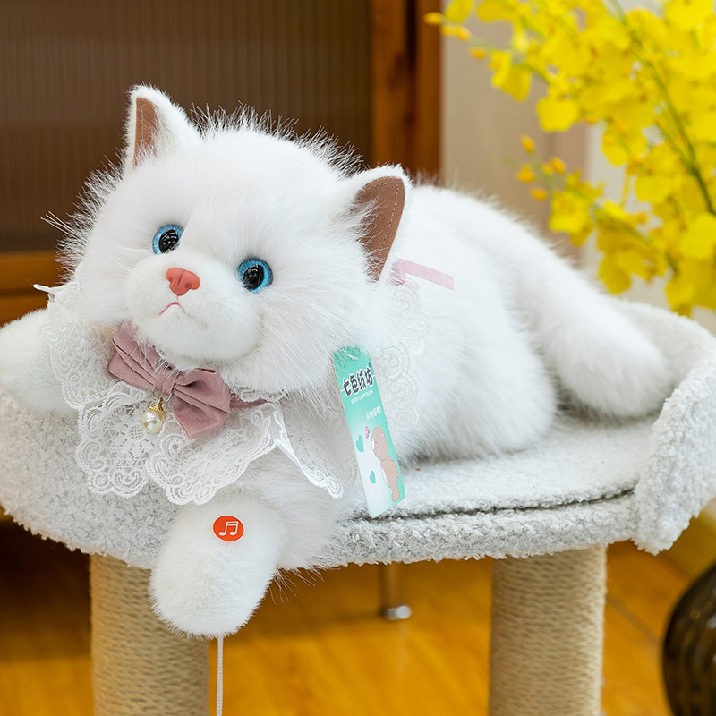 The faux lace scarf can be called a stuffed cat plush toy. It's a birthday gift for your best friend and a heartwarming home decoration Specification image