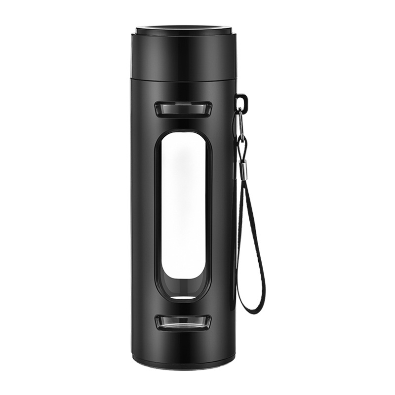 Haodi large-capacity glass cups with portable straps for men and women, office business tea brewing gifts, large-bellied plastic glass water cups Item Picture