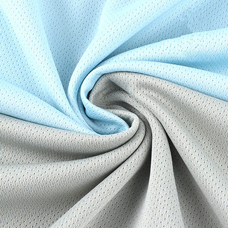 Wholesale double-tower mesh fabric, elastic polyester fabric, breathable and moisture-absorbing ball clothing, sportswear and casual wear fabric details Picture