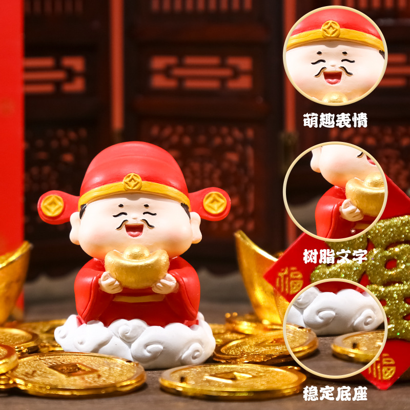 Wholesale of Five-way God of Wealth decorative items, New Year's blessing gifts, home good luck resin handicrafts Application Scenario