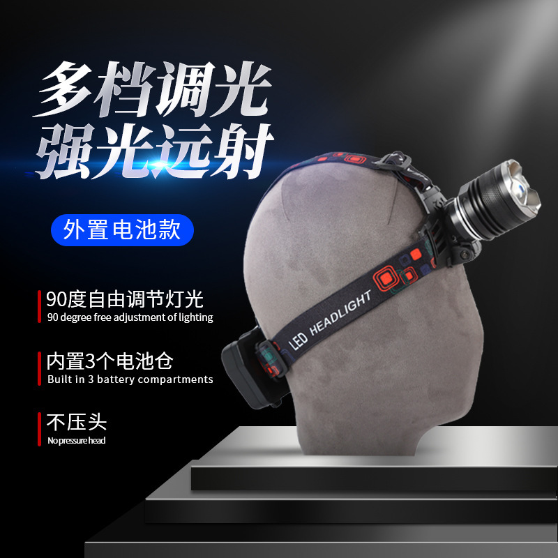 The New Type-C Charging Head-Mounted Zoom Headlight For Fishing, Ultra-Long Battery Life, And Outdoor High-Intensity P70 Searchlight Specification drawing