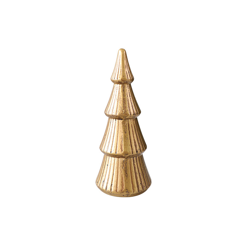 Nordic mini Christmas tree wooden ornaments, Christmas indoor table window decorations, golden Christmas tree displays Item Picture