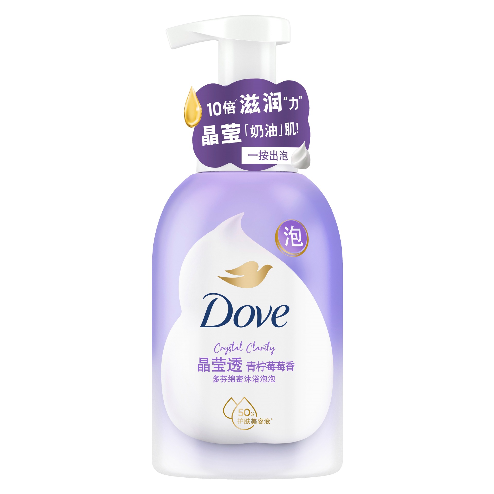 Dove Bubble Body Wash 400g/ml Sweet and fragrant white peach fruit aroma, deep and lustrous, sweet strawberry, succulent, green onion and lime Specification image