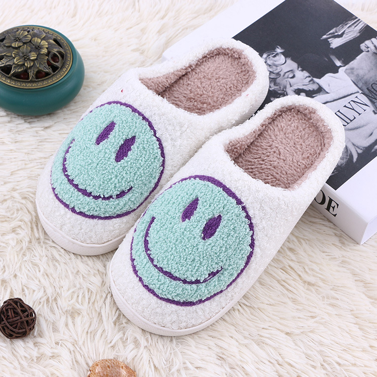 Warm smiling plush slippers, home cotton slippers, thick-soled anti-slip plush slippers for autumn and winter, cross-border exclusive supply Specification drawing