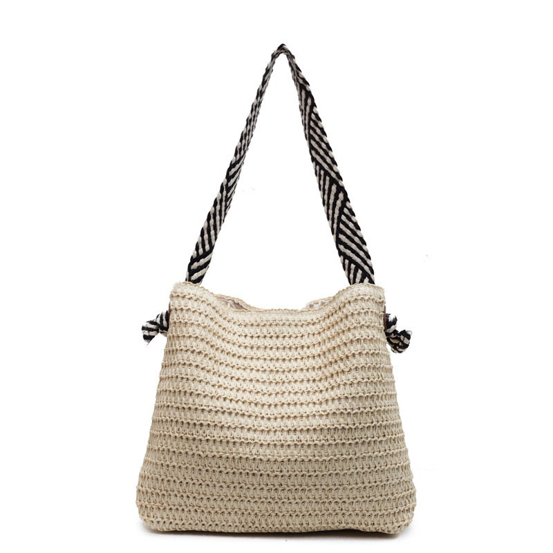 Cross-Border Straw Weaving Bag, Large-Capacity Straw Weaving Bag, Women's Spring And Summer New Style Seaside Vacation Woven Beach Bag, Commuting Single-Shoulder Tote Bag, Handcrafted Straw Weaving Bag Item Picture