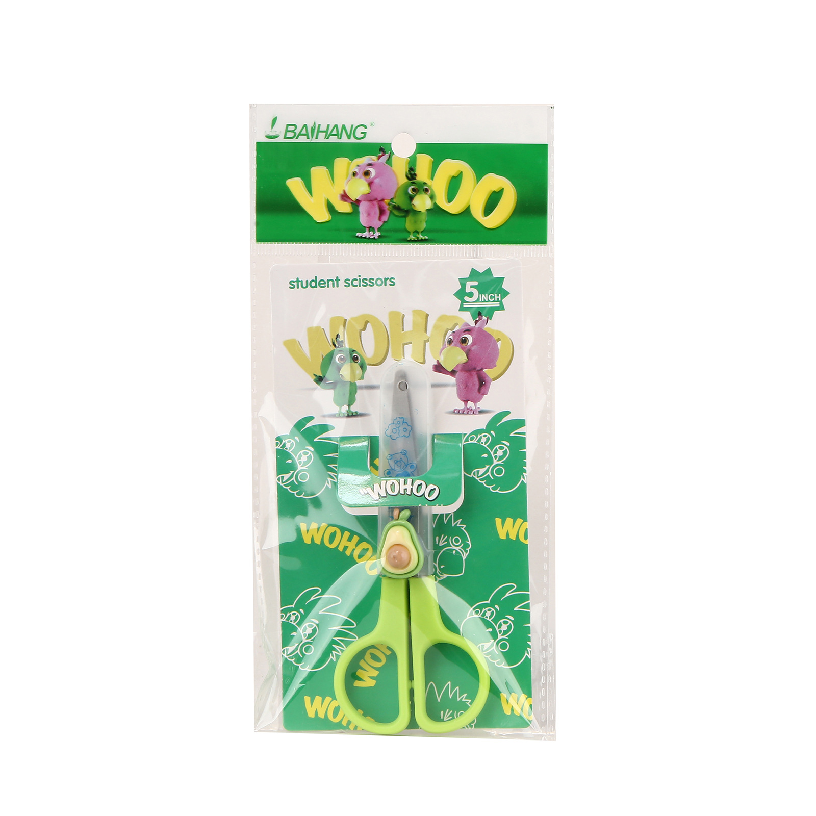 Children's safe fruit scissors, diy art paper-cutting knife, cute round head stainless steel with protective case scissors Specification image