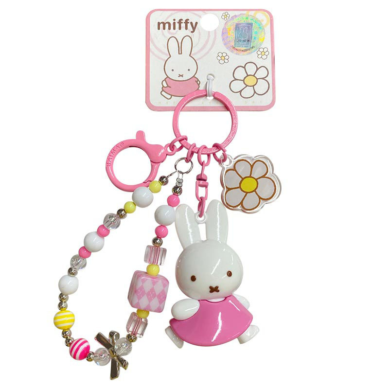 Baimao genuine Miffy Rabbit doll keychain pendant, female creative diy beaded couple key chain schoolbag pendant Item Picture