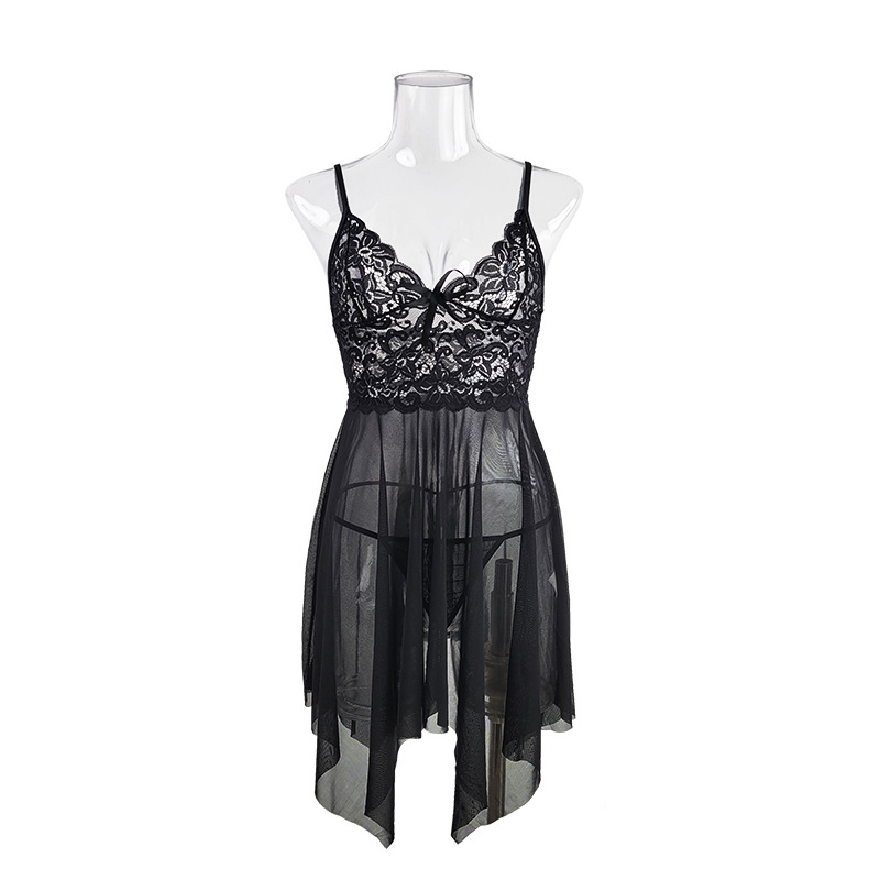 Cross-border underwear, mesh see-through irregular pajamas, lace cutout halter nightgowns, home wear 309, sexy Item Picture