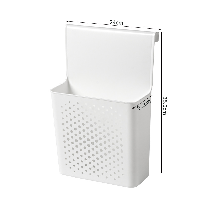 Kitchen plastic cabinet door wall-mounted storage rack, household wall-mounted trash can without drilling, bathroom storage basket storage rack Item Picture